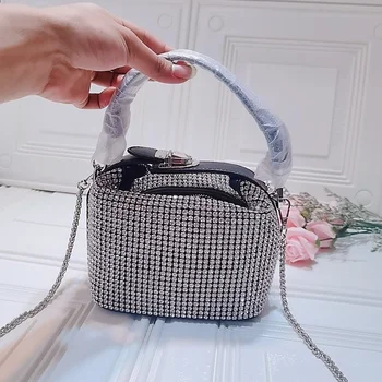 Роскошная дизайнерская серебряная сумка KUROYABU, вечерний клатч с блестящими хрустальными стразами, высококачественная сумочка с бриллиантами.
