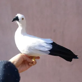 новая модель чайки в реальной жизни из пены и перьев, белая и черная кукла-птица чайка, подарок около 30 см d0146