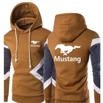 2023New Модные Весенне-осенние толстовки Mustang в стиле пэчворк, мужские пуловеры, толстовки, повседневная хлопковая толстовка с длинным рукавом