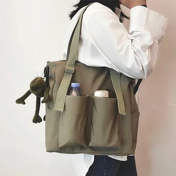 2022 новая женская сумка Shopper Простые модные сумки на молнии, нейлоновые водонепроницаемые сумки через плечо большой емкости для женщин