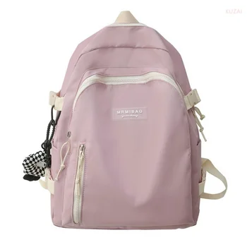 Kawaii Студенческая мода, нейлоновый женский школьный рюкзак, женская сумка для ноутбука большой симпатичной емкости, сумка для книг для девочек, однотонный рюкзак Mochila
