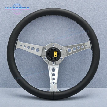 358 мм 14-дюймовое Автомобильное Кожаное Рулевое колесо, Черная игра JDM Drift Racing, Спортивное Рулевое колесо для универсального