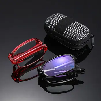 Складные компактные очки для чтения с чехлом на молнии, мужские Женские портативные складные очки для дальнозоркости, легкие очки для чтения TR90