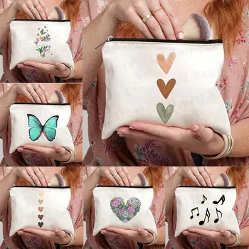 Женская косметичка в эстетическом стиле Love Butterfly, детская дорожная сумка с принтом, румяна для губ, кисточка для макияжа, портативный артефакт