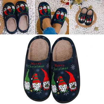 Удобные рождественские тапочки с оленями для женщин и мужчин, мягкие плюшевые удобные теплые пушистые тапочки, красные домашние туфли из лося, милые для зимы