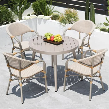 Современные наборы уличной садовой мебели Для отдыха на балконе Стол и стулья для отдыха на открытом воздухе Ротанговый стул для обеденного стола на открытом воздухе