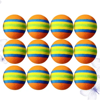 12шт полосатых шариков с рисунком EVA Ball Красочные шарики для игры с домашними животными, тренировочный мяч для кошек (оранжевая, синяя, желтая, зеленая полоса)
