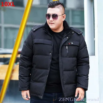 Черный пуховик большого размера, мужской, очень большой, для отца среднего возраста, короткое тяжелое пальто, зимняя куртка, мужская пуховая куртка 10XL.