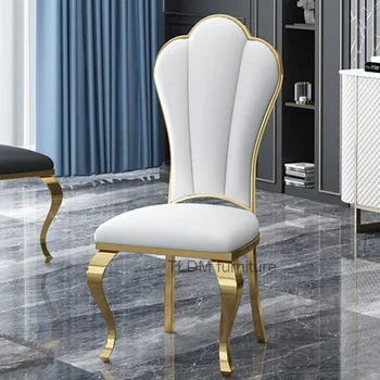 Обеденный стул Nordic Light класса люкс из нержавеющей стали с позолотой, Современный дизайнерский стул для гостиной, Мебель для обеденного стола в банкетном зале отеля