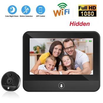 Новый WiFi Скрытый Умный Дверной Звонок Eye 1080P FHD Камера-Глазок Аудио 4,3 'IPS Экран PIR Инфракрасный Анонс Цифровой Просмотрщик