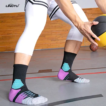 Мужские Баскетбольные Носки Средней Длины, Нескользящие Спортивные Носки Для Бадминтона, Профессиональные Носки Для Бега С Утолщенным Полотенцем SH16