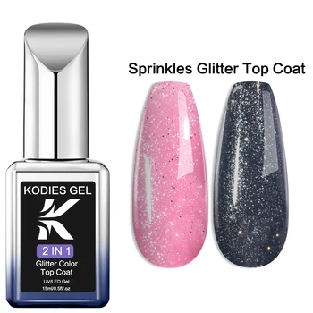 KODIES GEL Shimmer Gel Top Coat Не липкий УФ-гель-лак для ногтей Rainbow Glow Shine, гибридный лак для маникюра, защита ногтей