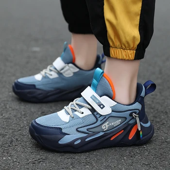 2023 Новые детские кроссовки для мальчиков, сетчатая дышащая спортивная обувь для бега, детская повседневная обувь на плоской подошве, большие размеры 39 40