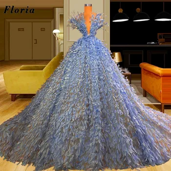 Вечерние платья ручной работы с пышными перьями Великолепное Дубайское бальное платье для выпускного вечера, вечернее платье для свадебного конкурса 2022 Vestidos De Fiesta