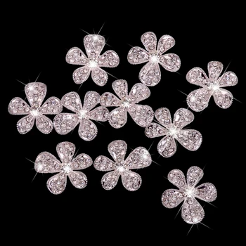 10шт цветочных пуговиц с кристаллами и бриллиантами на плоской обложке для поделок своими руками