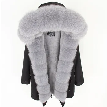 Зимняя теплая женская одежда Maomaokong С тонким воротником из лисьего меха Средней и длинной секции, съемное пальто с толстой подкладкой, зимнее пальто