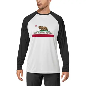 Новая футболка с флагом Республики Калифорния с длинным рукавом, футболка большого размера, спортивные рубашки, черная футболка, мужские белые футболки
