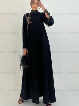 Черные платья для официальных мероприятий трапециевидной формы 2023, модное вечернее платье с высоким воротом и длинными рукавами, Элегантные вечерние платья, юбки