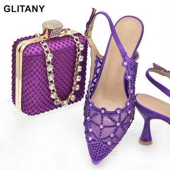 Новая мода, украшенная кристаллами, итальянская обувь и сумки в тон, Свадебная обувь, Африканская обувь для невесты, набор сумок для вечеринки