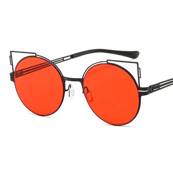 Новая мода Кошачий глаз Круглые Женские солнцезащитные очки с океаническими градиентными линзами Мужские солнцезащитные очки в оправе из уникального сплава Очки роскошного дизайнера UV400