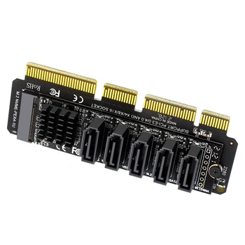 M.2 NVME На 5 портов SATA3.0 Адаптер M2 NVME SSD На SATA3.0 Карта расширения 6 Гбит / с PCI-E Riser Card Чипсет JMB585 Подключи и играй