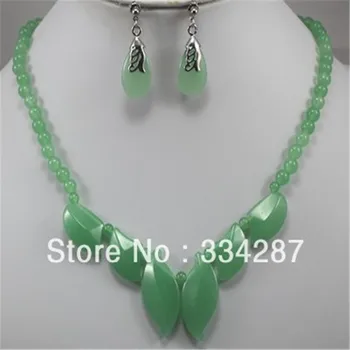 Оптовая продажа новая мода красивые Удивительные разноцветные Зеленые нефриты Ожерелье Серьги набор