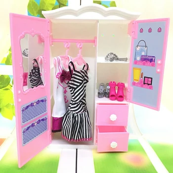 1 шт. Мебель для кукольного домика Пластиковый шкаф для гостиной Пластиковый белый шкаф для одежды для кукольного домика Аксессуары Игрушка