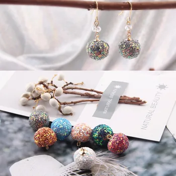 Разноцветные Блестки, блестящий шар, Сережка, кулон, ожерелье, Материал ручной работы, Ювелирный набор, 6 шт.