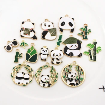 10 шт мультфильм Панда бамбук Шарм эмаль китайская панда кулон DIY серьги браслет ожерелье брелок ювелирные изделия делая телефон