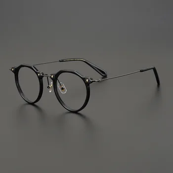 Очки ручной работы в оправе из чистого тутаниума в японском ретро-стиле, нерегулярные очки для близорукости по рецепту для мужчин и женщин