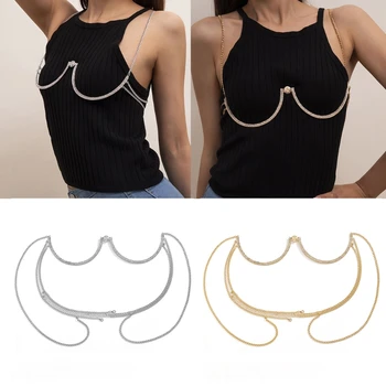 Сексуальная U-образная поддержка груди, корсет для груди, металлические украшения для тела со стразами для женщин, женские