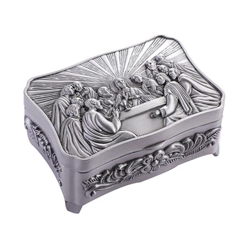 Ожерелье с четками Коробка для хранения ювелирных изделий Католические христианские четки Крошечный футляр для сережек Ожерелье Органайзер сокровищ