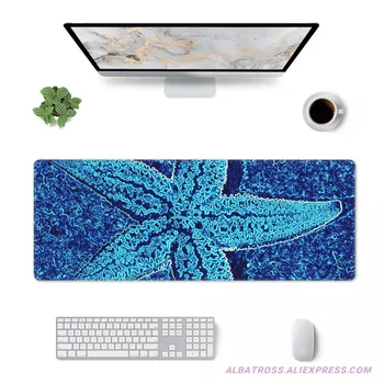 Игровая мышь Blue Starfish Art Ocean С Резиновыми Прошитыми Краями, Коврик Для Мыши 31,5 