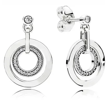 Оригинальные сверкающие Фирменные круги с хрустальными серьгами-гвоздиками для женщин из стерлингового серебра 925 пробы, свадебный подарок, модные украшения