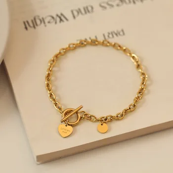 Позолоченный браслет с сердечками и браслеты для женщин, роскошные брендовые браслеты из титановой стали, модные украшения для влюбленных, аксессуары Z015