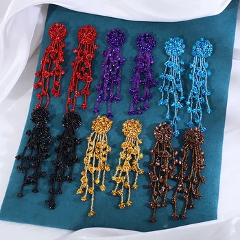 2023 Новые винтажные многоцветные серьги с длинными цветочными кисточками на крючках