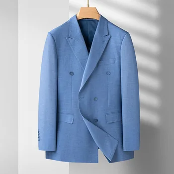 5740-2023 мужские полосатые двубортные костюмы для отдыха 85 и мужской тонкий пиджак европейского образца jacket