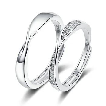 Кольцо Мебиуса из стерлингового серебра, парное кольцо для мужчин и женщин, пара в крутом стиле, мода, инкрустированная бриллиантами, индивидуальность, корейская версия
