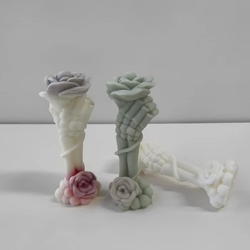 Формы для свечей В форме розы, формы для мыла ручной работы, Глиняная форма, силиконовый материал, идеальный подарок для любителя ручной работы