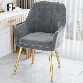 Обеденный стул из скандинавского бархата для кухонной мебели, стулья для домашней столовой, Легкое роскошное кресло для маникюра с непринужденной спинкой