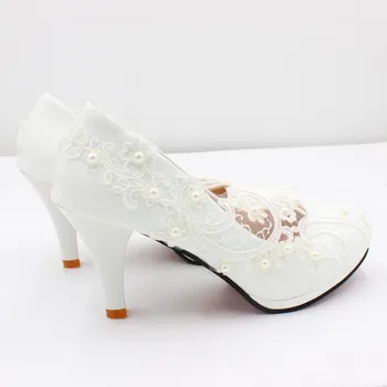 2023 новые кружевные модные женские туфли с белым цветком для невесты подружки невесты на высоких каблуках элегантные милые вечерние туфли BH2203-2