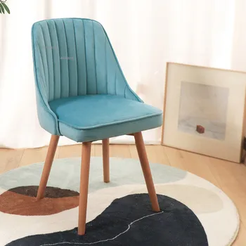 Офисные стулья для отдыха в скандинавском стиле Деревянный компьютерный стул для домашней спальни Современный игровой стул с тканевой спинкой Офисная мебель для столовой
