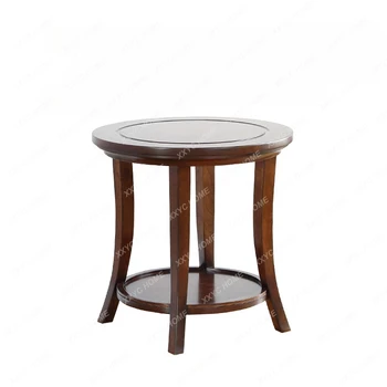 Приставной столик из массива дерева, круглый Чайный столик, Телефонный столик, диван для гостиной, Прикроватный столик, круглый Мини-угловой столик