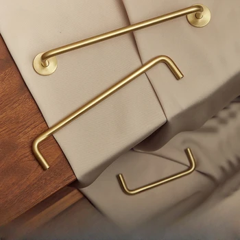 Латунные ручки шкафов Простые и роскошные дверцы шкафов из чистой меди Винтажное золото 400 мм Длинные ручки для мебели