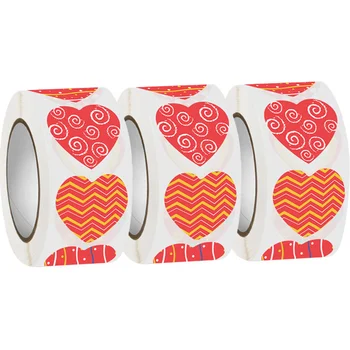 3 Рулона Свадебных Наклеек Heart Seal Valentines Labels Декоративное Уплотнение для Подарочной Упаковки в виде Вечернего Конверта