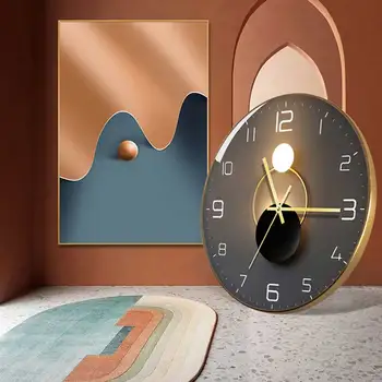 Стеклянные Настенные часы Современного дизайна Геометрическая Серия Art Round Mute Креативное Подвесное Украшение для дома Гостиной Спальни 12 Дюймов