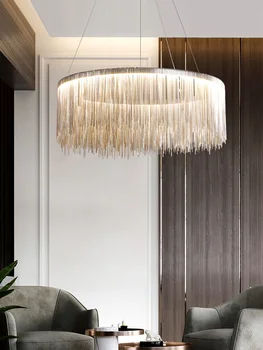 Светодиодные современные креативные подвесные светильники Потолочная люстра для гостиной / спальни, хромированный подвесной светильник