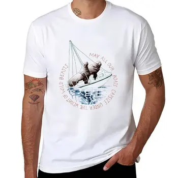 Новая футболка May All Our Boats, футболка с животным принтом для мальчиков, короткая футболка для мужчин, футболки
