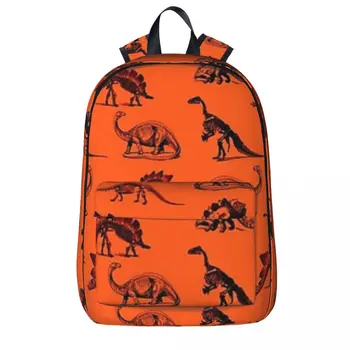 Винтажные музейные динозавры, черно-оранжевые (уменьшенная версия) Рюкзаки, сумки для мальчиков, Модные школьные сумки для студентов, рюкзак для ноутбука