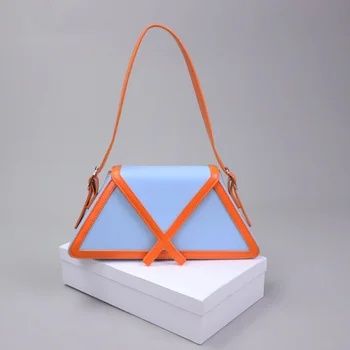 2022 Новый нишевый дизайн, сумки для подмышек, индивидуальная цветная строчка, Стерео Сумки на одно плечо, французская сумка, Контрастная трапециевидная сумка